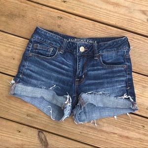 American Eagle Frayed Hem Denim Shorts